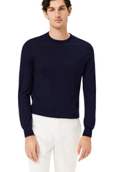 Long Sleeve Crew Neck Sweater In Cotton Silk Blend