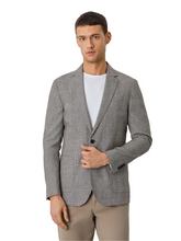 Half-Canvas Checks Blazer With Patch Pockets In Linen