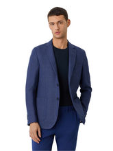 Half-canvas Herringbone Blazer With Flap Pockets In Linen Blend