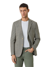Half-Canvas Prince Of Wales Blazer With Patch Pockets In Linen Blend