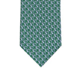 3-fold Silk Tie with Kitten Pattern Green - M49155