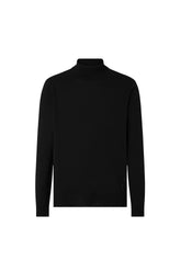 Black extra fine merino wool turtleneck