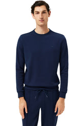 Cotton Fleece Crewneck Sweatshirt With Chest Logo Print