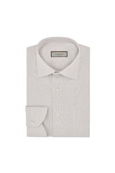 White and brown plaid regular fit cotton shirt