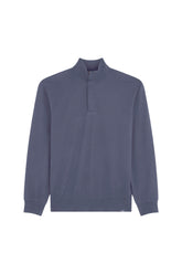 Summer Wool half zip sweater with Alcantara details