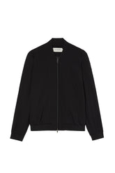 Knitted-Collar Wool Bomber Jacket