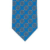 3-Fold Tie in Irish Linen Geometric Pattern Blue-M6458