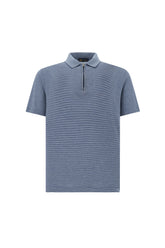 Silk and cotton zip polo