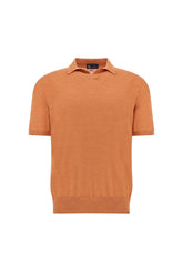 Open?collar polo in wool and silk