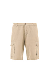 Garment?dyed linen and cotton cargo bermuda shorts