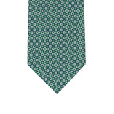 3-fold Silk Tie with Geometric Pattern in Green - M49115