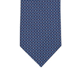 3-fold Tie in Silk with Blue Orange Linked Pattern - MO9962