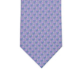 3-fold Silk Tie with Kitten Pattern Lilac - M49155