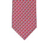 3-fold Silk Tie with Kitten Pattern Red - M49155