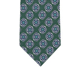 3-Fold Tie in Irish Linen Geometric Pattern Green-M6458