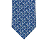 3-fold Silk Tie with Kitten Pattern in Light Blue - M49155
