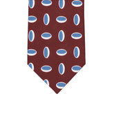 3-Fold Tie in Irish Linen Geometric Pattern Bordeaux-M49114