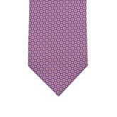 3-fold Silk Tie with Geometric Pattern in Magenta - M49115