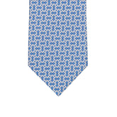 3-fold Silk Tie with Geometric Pattern in White - M49148