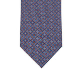 3-fold Tie in Geometric Pattern Blue Orange Silk - MO9373