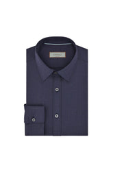 Navy Blue casual Impeccabile wool regular fit shirt