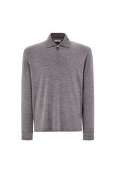 Gray melange polo in pure 120s Impeccabile wool