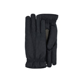 Gray wool gloves with cashmere lining and leather details