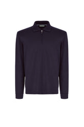 Dark navy pure 120s Impeccabile wool polo shirt