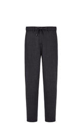 Charcoal gray flannel Impeccabile wool drawstring chinos
