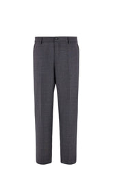 Gray tapered micro-striped wool chinos
