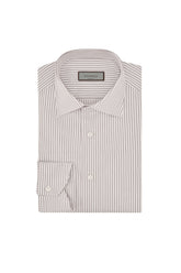 Impeccabile white cotton regular-fit shirt with gray stripes