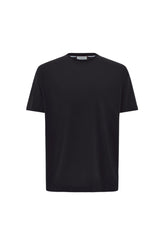 Black lisle cotton T-shirt with double collar