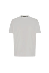 Men's white lisle cotton T-shirt with double collar