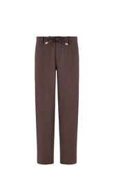 Dark brown washable Impeccabile wool regular fit pants