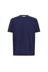 Blue lisle cotton T-shirt with double collar