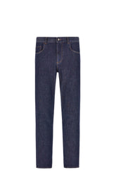 Stretch soft-touch five-pocket denim jeans in blue