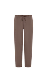 Taupe Travel wool regular fit drawstring pants