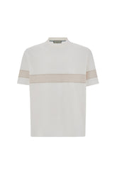 White short-sleeve cotton T-shirt with contrasting detail