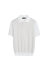 Natural white “Braid Vanisé” button-down polo shirt