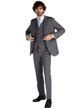 Mens Classic Slim Fit Suit with Checked Waiscoat