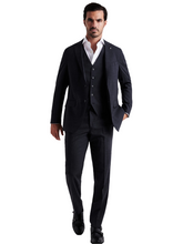 Slim fit wool stretch high performance suit with vest