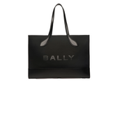 Bar Tote Bag In Black Nylon And Leather