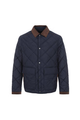 Quilted jacket with shirt collar and Alcantara