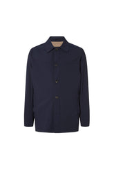 Blue stretch technical wool field jacket