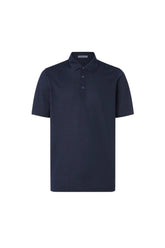 Navy blue buttonless luxury jersey polo shirt