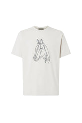 White crewneck jersey t-shirt with print
