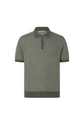 Zipped green pure cotton polo shirt