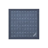 Blue silk pocket square with crest print