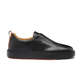 Mens black tumbled leather slip-on sneaker