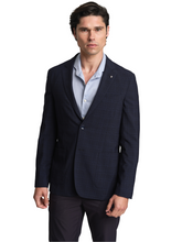 Packable slim fit check blazer